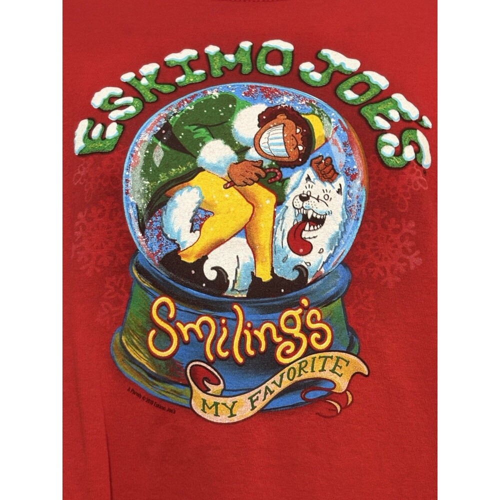 Eskimo Joe’s Stillwater OK Elf Christmas Shirt Red Long Sleeve Youth XL 2010